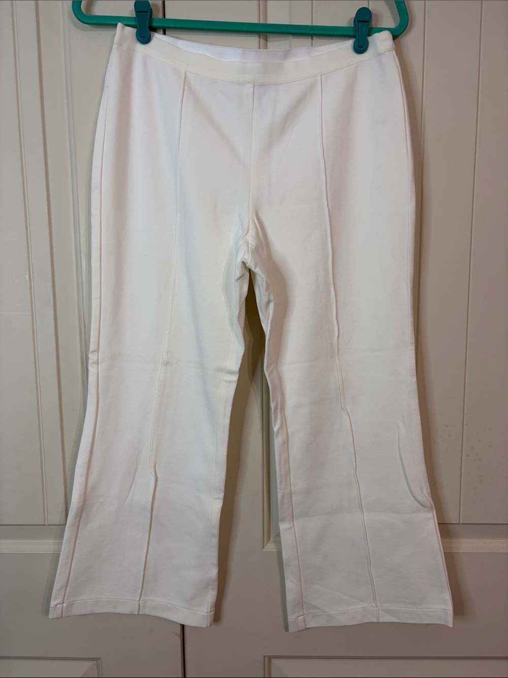 Lafayette 148 New York White Boot-Cut Cropped Pull on Pants Size M
